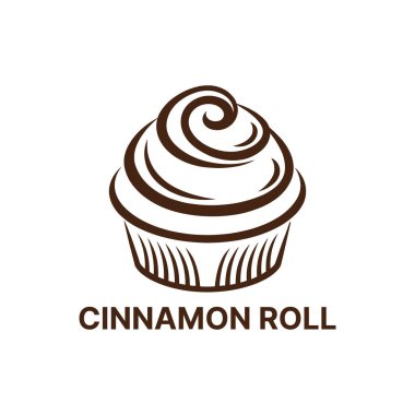 Tarçın rulosu logosu tasarımı siluet vektör çizgisi sanat logosu tasarımı