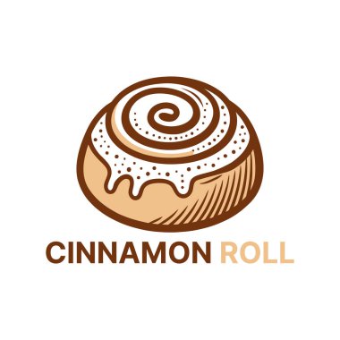 Tarçın rulosu logosu tasarımı siluet vektör çizgisi sanat logosu tasarımı