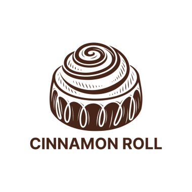 Tarçın rulosu logosu tasarımı siluet vektör çizgisi sanat logosu tasarımı