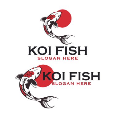 Koi balığı logosu tasarımı siluet vektör çizgisi sanat logosu tasarımı