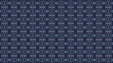 A Continuous Repeating Abstract Pattern Featuring Deep Indigo And Slate-Blue Tones In Vertical Columns Of Interconnected, Geometric And Organic Forms, Giving A Mysterious, Textured, And Dark Atmosphere.