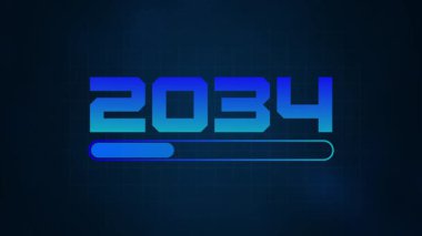 Happy New Year 2034 progress bar on soft abstract background. New year loading bar. happy New year 2034 loading animation background