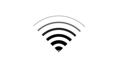 Animated WiFi icon with connectivity signal strength indicator . Animated wifi icon animation connecting to the internet with full strength on transparent background
