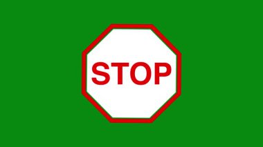 Stop Sign Animation on green Background. Bold red stop sign signals caution on vibrant green background for impactful message. stop sign animation concept