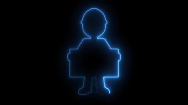 Parlak neon çizgisi renkleri olan inşaat işçisi elinde boş tabela, elinde güvenlik teçhizatı, elinde plan ya da tabela tutan profesyonel bir inşaatçı.