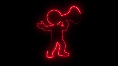 Neon hattı karakteri elinde megafonla izleyicilere yüksek sesle ve coşkuyla haber veriyor.