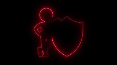 Kalkana yaslanan erkek karakteri yasal koruma için bölüm sembolü taşıyor