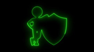 Kalkana yaslanan erkek karakteri yasal koruma için bölüm sembolü taşıyor