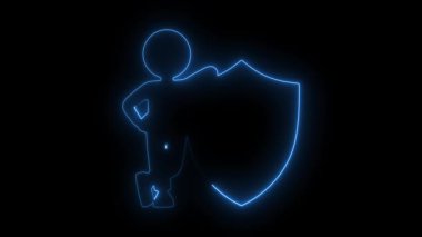 Kalkana yaslanan erkek karakteri yasal koruma için bölüm sembolü taşıyor