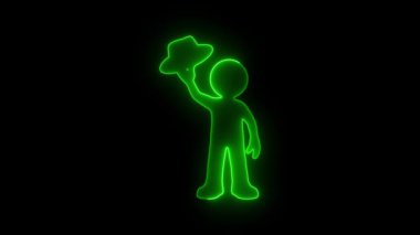 Parlayan neon hattı insan figürü bulmaca parçası tutuyor strateji takım çalışması konsepti iş çözümleri fikirleri