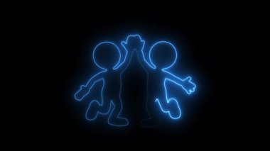 Neon hattı iki figürü başarı ve takım çalışması başarısını kutlamak için beşlik çakıyor.