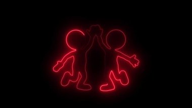 Neon hattı iki figürü başarı ve takım çalışması başarısını kutlamak için beşlik çakıyor.