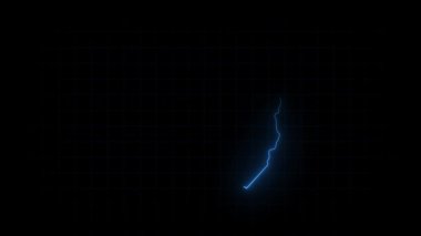 Zimbabwe harita animasyonu, Parlayan neon Zimbabwe harita animasyon arka planı. Kırsal alan çizgisi animasyonu. Coğrafya için dijital ülke ana hatları simgesi