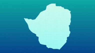 Zimbabwe harita animasyonu, Parlayan neon Zimbabwe harita animasyon arka planı. Kırsal alan çizgisi animasyonu. Coğrafya için dijital ülke ana hatları simgesi