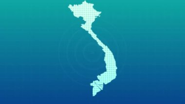 Vietnam haritası animasyonu, parlayan neon Vietnam haritası animasyon geçmişi. Kırsal alan çizgisi animasyonu. Coğrafya için dijital ülke ana hatları simgesi