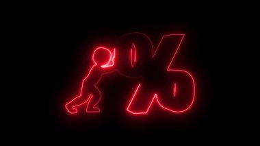 Neon figürü, iş veya finans uygulamalarında çabayı ve ilerlemeyi temsil eden dijital bir ekranda yüzde işaretine basıyor