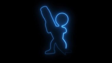 Bir beyzbol oyuncusunun neon silueti karanlık bir zemine sopayla vurarak dinamik ve sportif bir görsel efekt yaratıyor. 