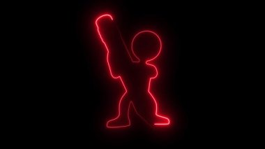 Bir beyzbol oyuncusunun neon silueti karanlık bir zemine sopayla vurarak dinamik ve sportif bir görsel efekt yaratıyor. 