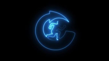 Yuvarlak bir okun içinde koşan bir adamın neon silueti, ilerlemeyi ve sürekli gelişmeyi temsil eden karanlık bir arkaplana karşı.