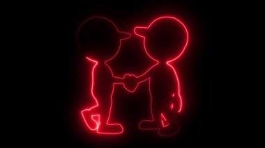 Işıldayan iki neon çizgi çubuk figürü siyah bir arkaplan üzerinde anlaşarak el sıkışıyor. Gelecekteki başarı için ortaklığı ve işbirliğini simgeliyor. 