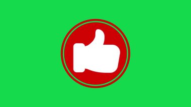 Canlandırılmış başparmaklar düğme simgesi animasyonu gibi. Yeşil ekran arkaplanındaki sosyal medya canlandırması
