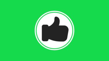 Canlandırılmış başparmaklar düğme simgesi animasyonu gibi. Yeşil ekran arkaplanındaki sosyal medya canlandırması