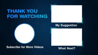 Kanal sonu ekranı için sosyal medya şablonu. Boş yer tutucularla ekranın sonunu izlediğiniz için teşekkürler. 