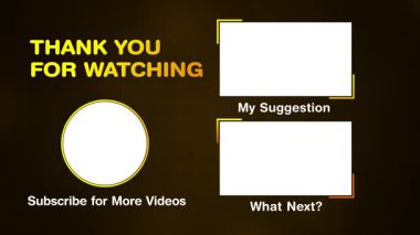 Kanal sonu ekranı için sosyal medya şablonu. Boş yer tutucularla ekranın sonunu izlediğiniz için teşekkürler. 