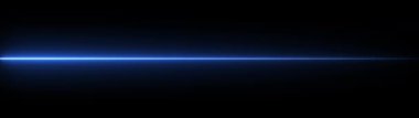 Canlı Mavi Lazer Işınları Yatay Arkaplanda Parlayan Işıklı Siyah Arkaplan boyunca uzanıyor. neon ışıklı lazer hattı kavramı
