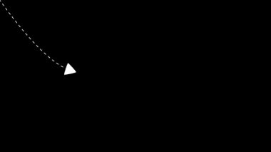 4k noktalı çizgi ok animasyonu bir nesneyi gösteriyor. Dalgalı noktalı çizgileri takip eden ok animasyonu. İnce yönlü noktalı ok animasyonu, ok yönü simgesini salla