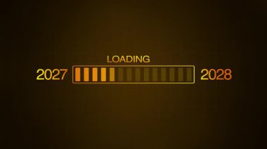 Yeni yıl 2027 'den 2028' e yükleme konsepti. 2027 'den 2028' e yeni yıl transfer animasyonu yükleniyor. Yeni yıl bar animasyonu yüklemesi. Yıl değiştirme Süreci
