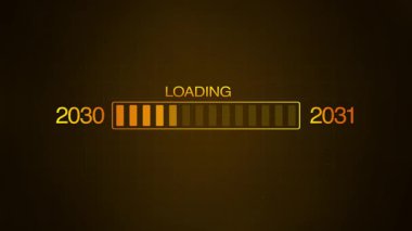 Yeni yıl 2030 'dan 2031' e yükleme konsepti. 2030 'dan 2031' e kadar yeni yıl transfer animasyonu yükleniyor. Yeni yıl bar animasyonu yüklemesi. Yıl değiştirme Süreci