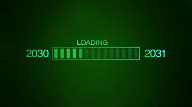 Yeni yıl 2030 'dan 2031' e yükleme konsepti. 2030 'dan 2031' e kadar yeni yıl transfer animasyonu yükleniyor. Yeni yıl bar animasyonu yüklemesi. Yıl değiştirme Süreci