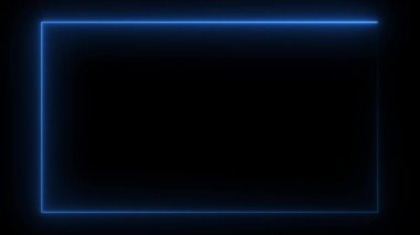 Dikdörtgen parlayan neon çerçeve arka plan animasyonu, Parlayan neon dikdörtgen kenar çerçevesi şekil dikdörtgen konseptinde. Soyut arkaplan parlayan neon çerçeve dikdörtgen canlandırması