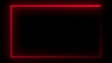 Dikdörtgen parlayan neon çerçeve arka plan animasyonu, Parlayan neon dikdörtgen kenar çerçevesi şekil dikdörtgen konseptinde. Soyut arkaplan parlayan neon çerçeve dikdörtgen canlandırması