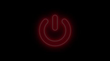 Neon parlayan Güç, neon çemberli ikon animasyonunu şarj ediyor. Neon Güç simgesi. Neon Bataryası siyah arkaplan üzerindeki güç sembolü canlandırma kavramını şarj ediyor