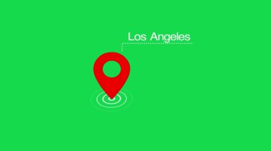 Los Angeles GPS Harita Kod Animasyonu Saydam arka planda Dijital Navigasyon İşaretçisi. Lokasyon sembollü Los Angeles harita etiketi. Hedef konum kavramına sahip Los Angeles şehir haritası