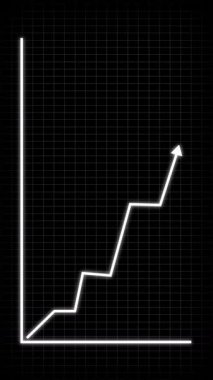 Borsa grafiği yükselen büyüme ve kârın dikey videosunu gösteriyor. Dikey mobil video Siyah Arkaplan grafik istatistikleri