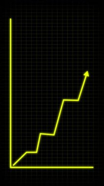 Borsa grafiği yükselen büyüme ve kârın dikey videosunu gösteriyor. Dikey mobil video Siyah Arkaplan grafik istatistikleri