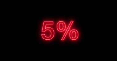 Siyah arkaplanda Neon% 50 sayılı karşı animasyon. Parlak neon metin% 50 geri sayım animasyonu. Yüzde 50 geri sayım animasyon kavramı