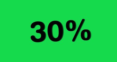 Yeşil ekran arka planında% 30 indirimli etiket sembolü animasyonu. Yüzde 30 indirim ve satış konsepti