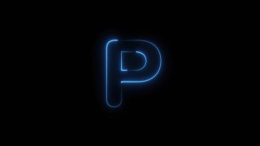 Pırıl pırıl parlayan parlak mavi neon harfli P harfi, modern markalaşma ve dijital medya için ideal..