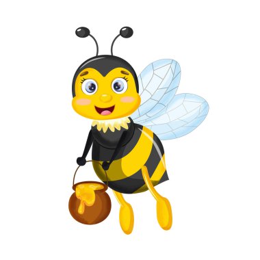 Tatlım kova tutarak uçan arı çizgi film.