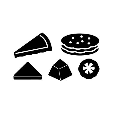 yiyecek eşyasının siluet vektörünün bir koleksiyonu