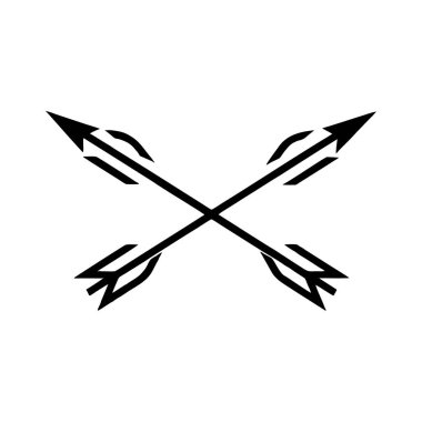 İki birbirine dolanmış oktan oluşan koyu gri bir siluet.