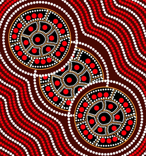 Ilustração baseada no estilo aborígene da pintura com pontos . —  Vetores de Stock