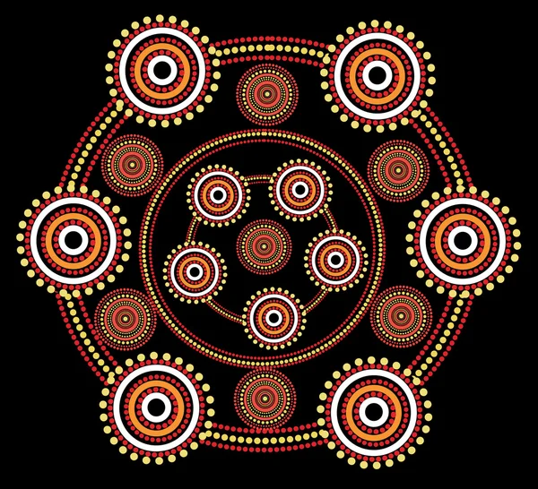 Ilustración basada en el estilo aborigen de la pintura de puntos . — Vector de stock