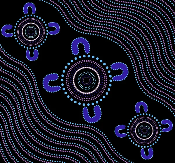 Ilustración basada en el estilo aborigen de la pintura de puntos . — Vector de stock