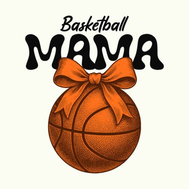 Oklu basketbol annesi. Vektör illüstrasyon tipografi t-shirt tasarımı