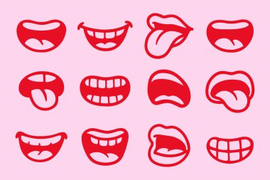 Çizgi film Ağız Vektörü Eğlence Dudakları, Dil ve Diş Çizimi